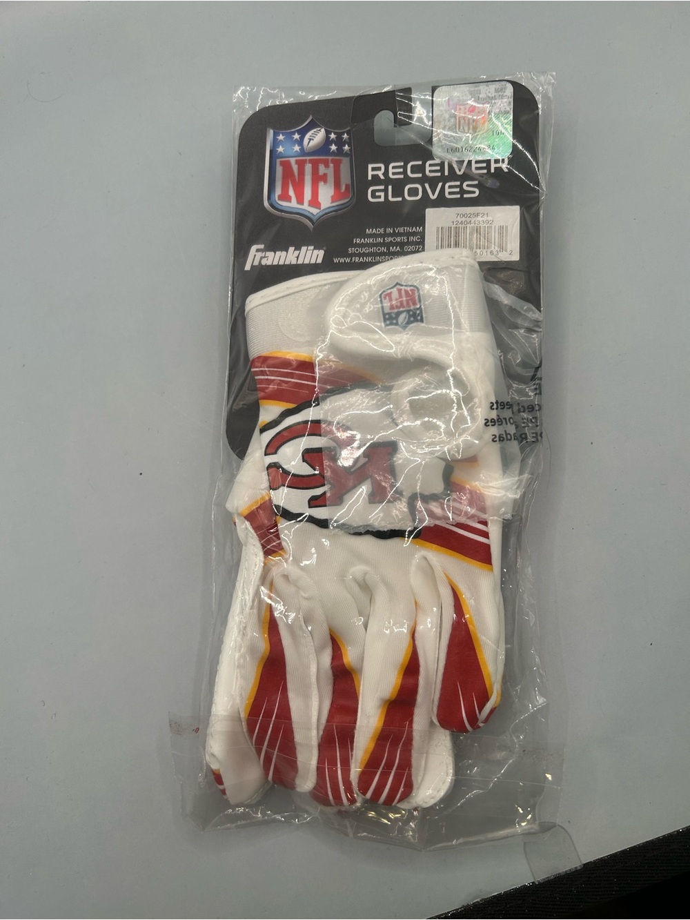 Franklin Sports NFL Youth Football Receiver Gloves Kansas City KC Chiefs XS/S